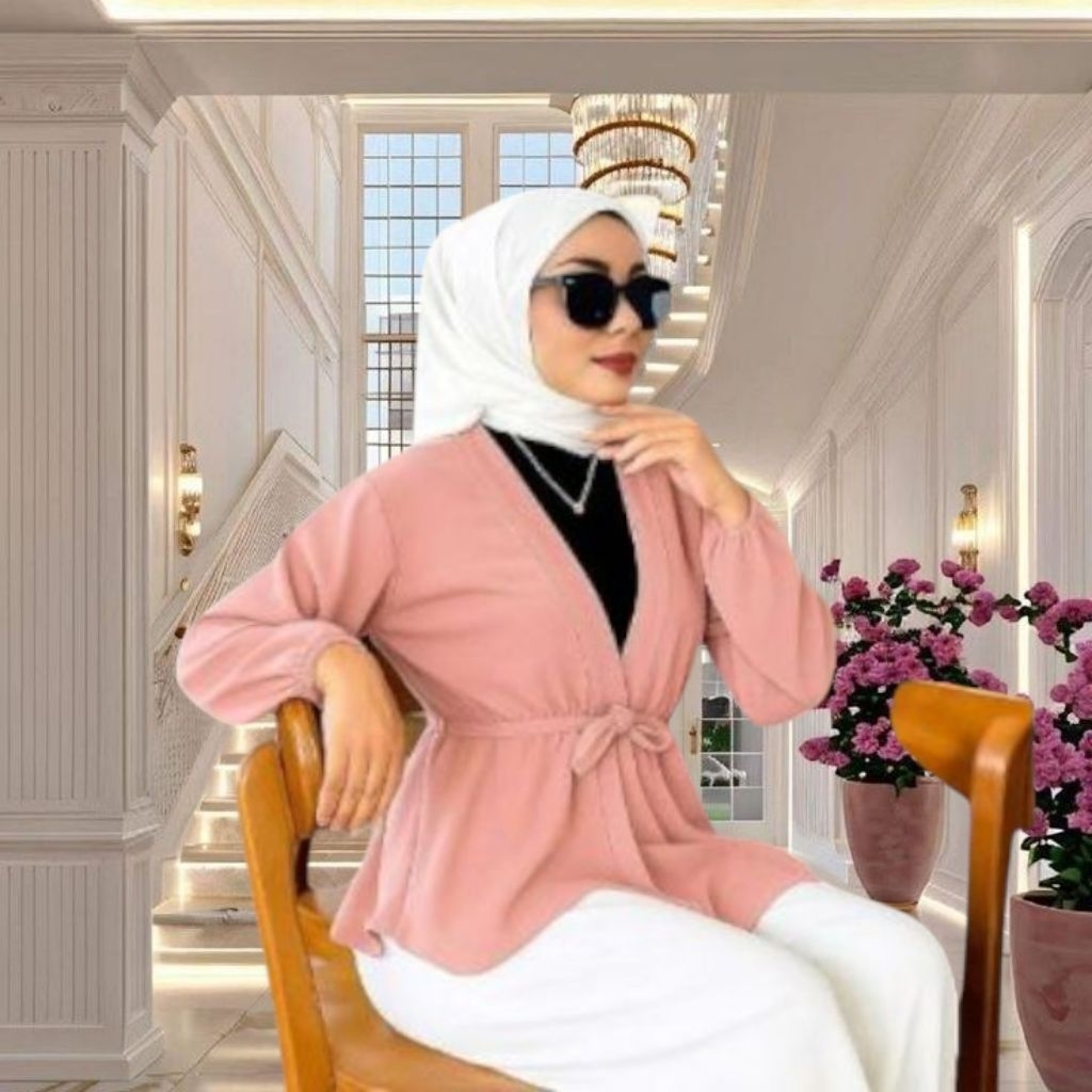 Cessie top Blouse wanita Jumbo Crinkle Airflow Blouse Lengan Panjang