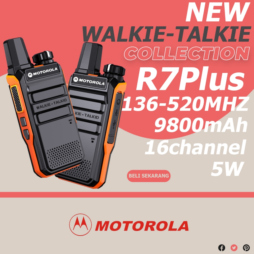 HT Motorola R7plus / MOTOROLA Handy Talky Radio HT/ 10Watt IP54 9800MaH Antena Radio HT TWO WAY Radi