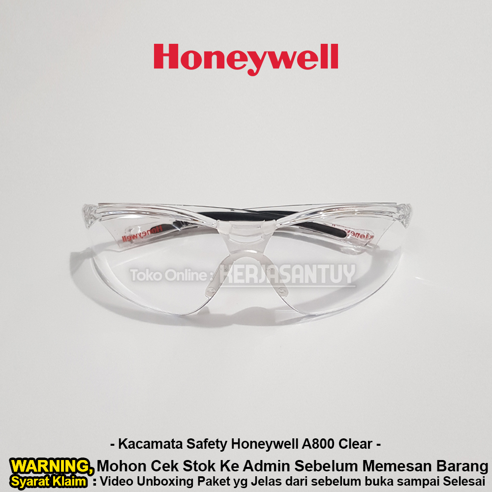 Kacamata Safety Honeywell A800 Clear / Kaca Mata Proyek Sporty Keren A 800 Bening Pabrik Kebun Motor