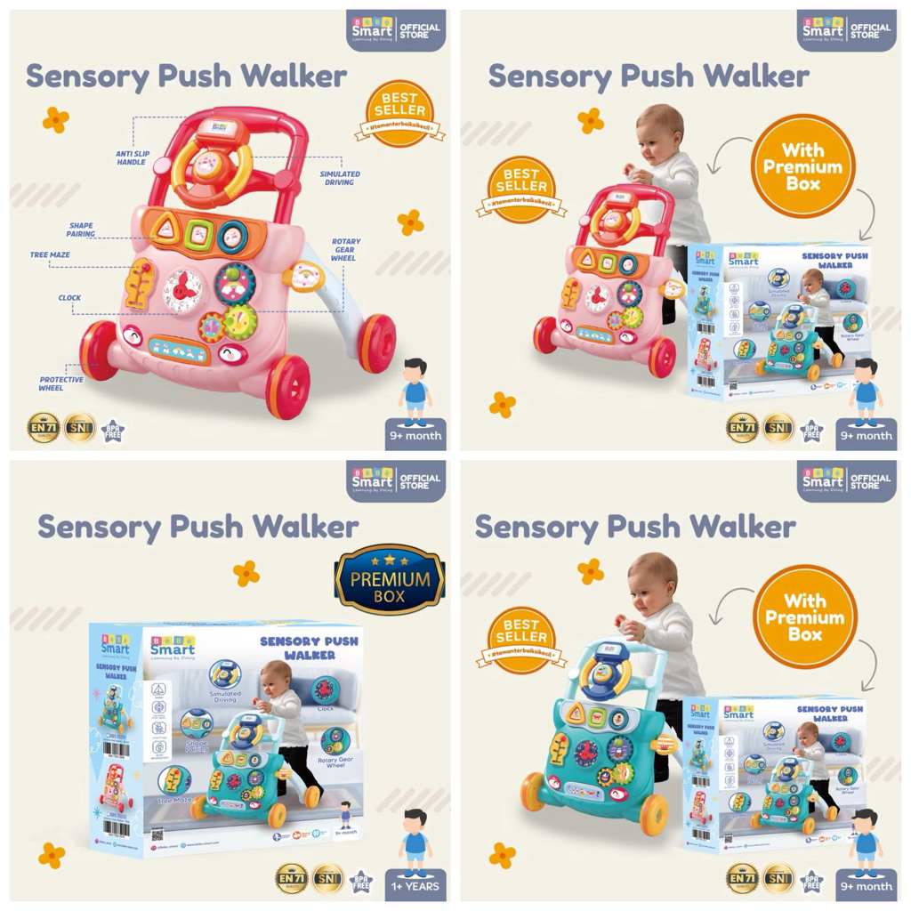 BEBE SMART BABY WALKER PUSH WALKER SENSORY PUSH WALKER Mainan Dorongan bayi SMART BABY PUSH WALKER