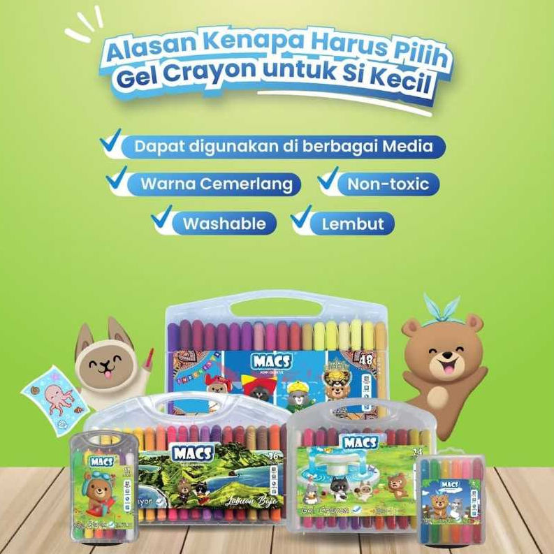 

MACS Gel Crayon 12 24 36 48 Warna Colors / Crayon MACS