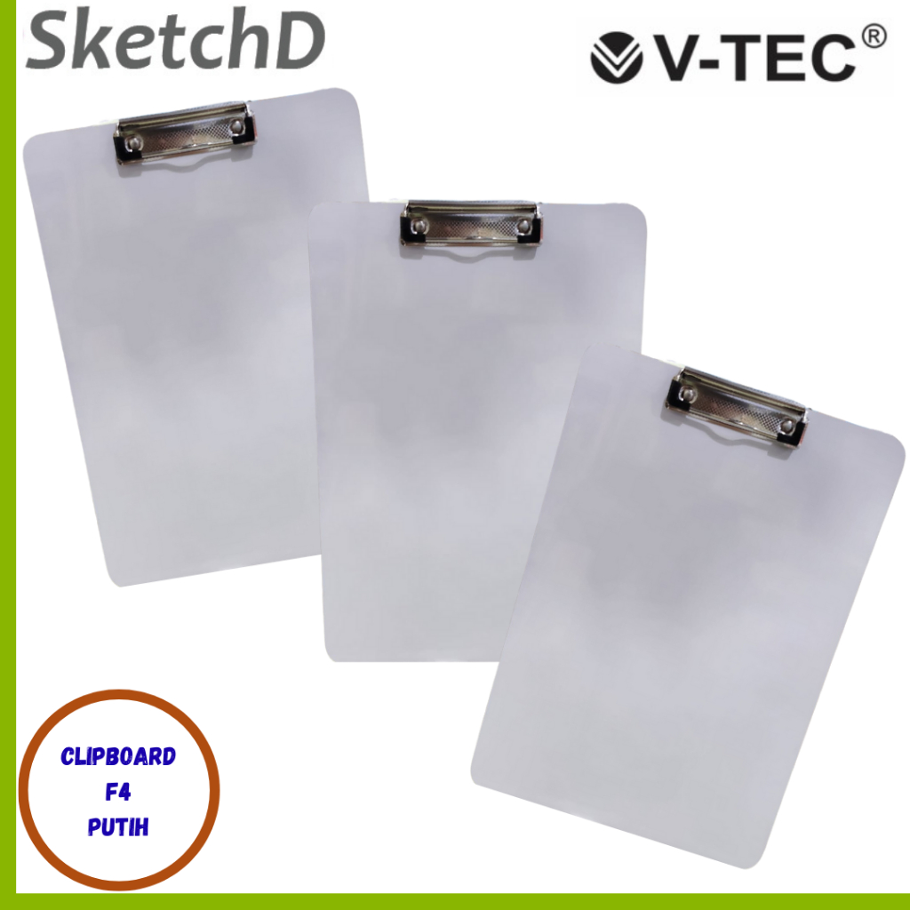 

Clipboard Kayu Putih V-tec Papan Ujian Lapangan F4 Polos Vtec