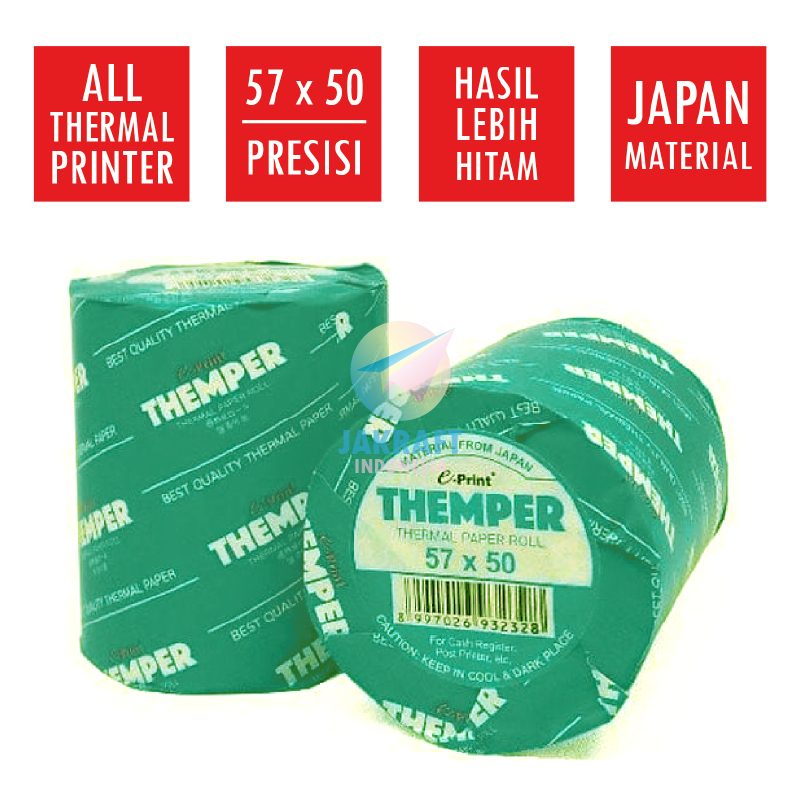 

(10 Roll) GROSIR Kertas Thermal Paper THEMPER 57 x 50 | 57x50 / 58 x 50 | 58x50 E-PRINT EPRINT Cocok u/ Kasir ATM Parkir Antrian | PACK
