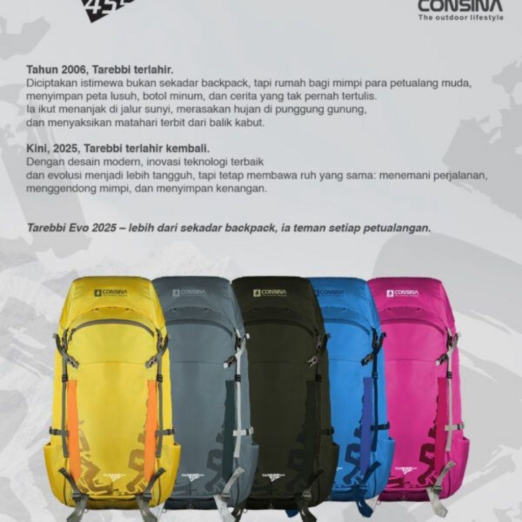consina tarebbi 45 liter up 45l tas gunung original pramuka 50L