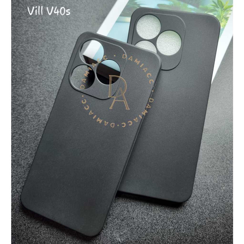 case villaon v40s square black case hitam macaron soft case