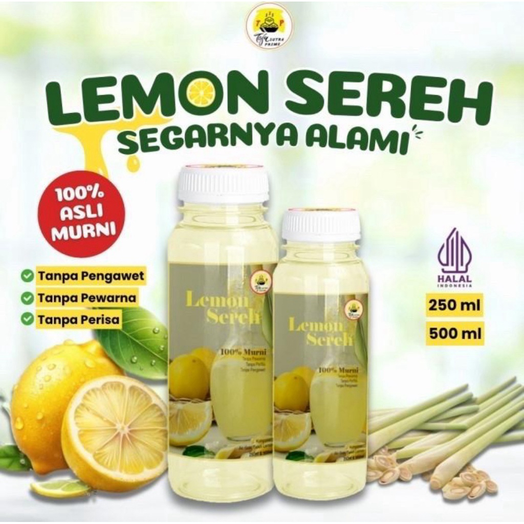 

(TSP ) Ready Minuman Lemon Sereh Alami Tanpa Pemanis buatan , sehat cocok untuk kesehatan dan diet , tanpa pengawet , minuman lemon segar