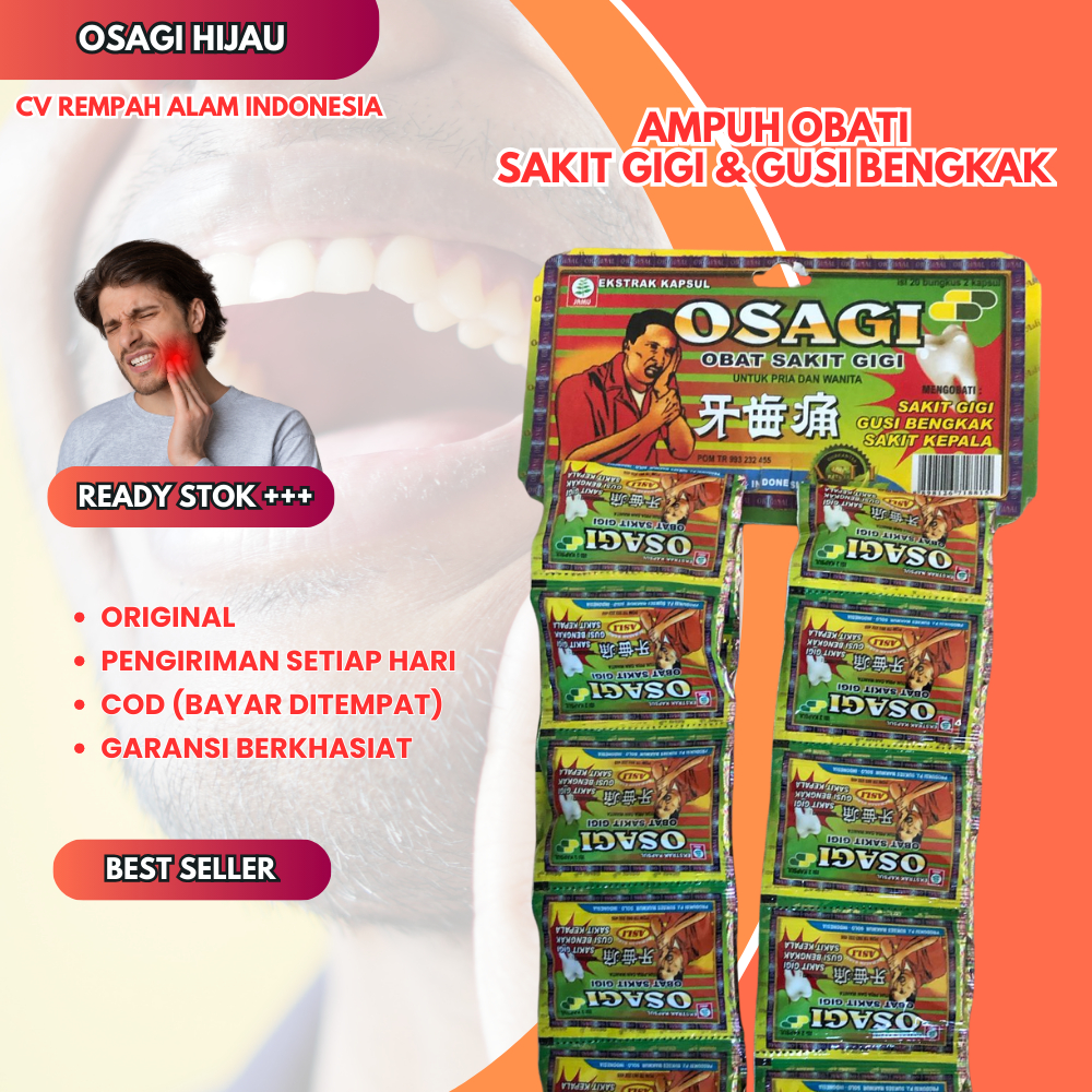 

Kapsul Osagi Obat Sakit Gigi (Hijau) Ampuh Original 20 Sachet