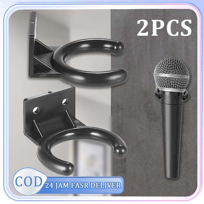 2pcs Gantungan Microphone Cantolan Mic Hanger Microphone Wall Mount