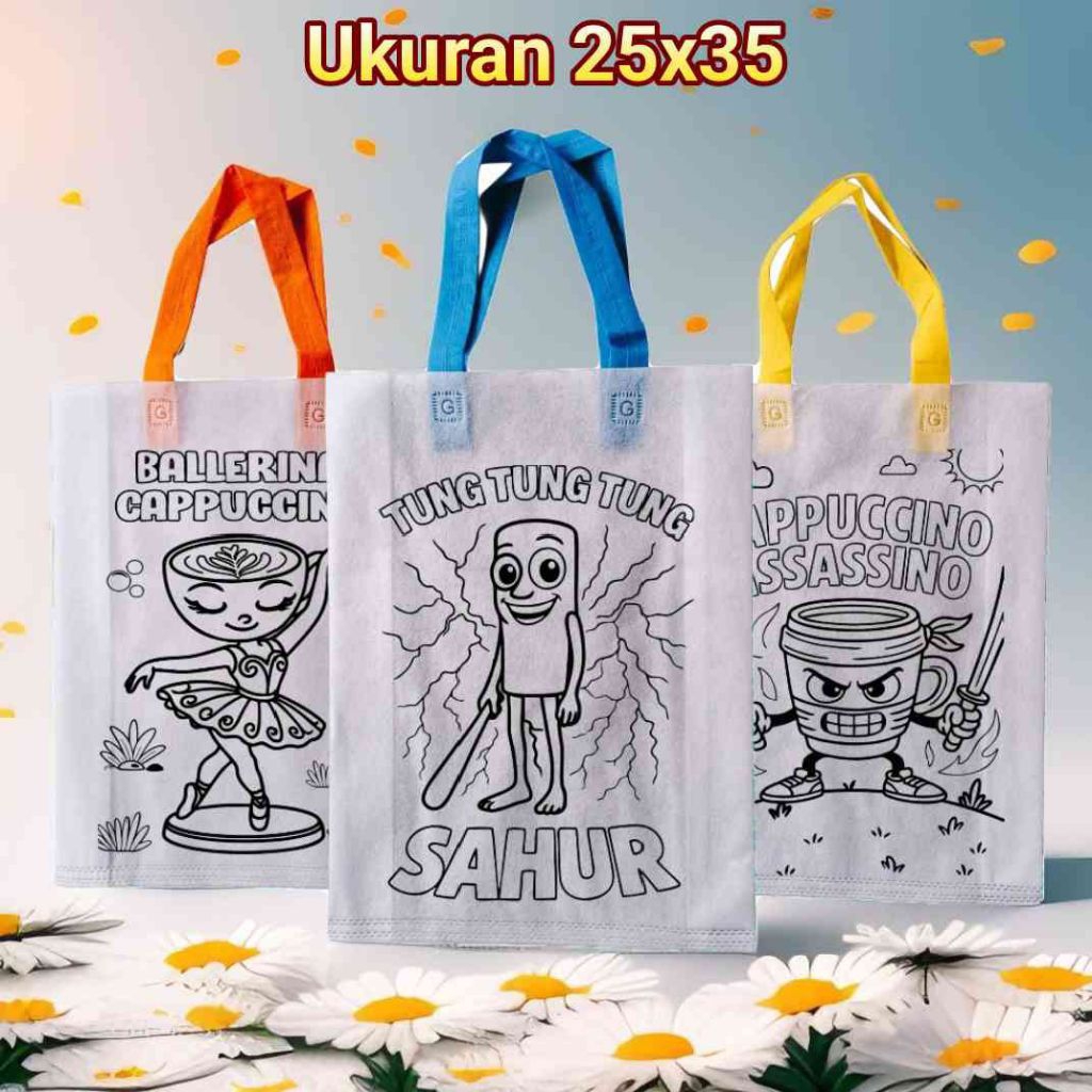

Tas Spunbond Mewarnai Anak ukuran 25x35cm | Goodie Bag Mewarnai | Tas Lukis Anak