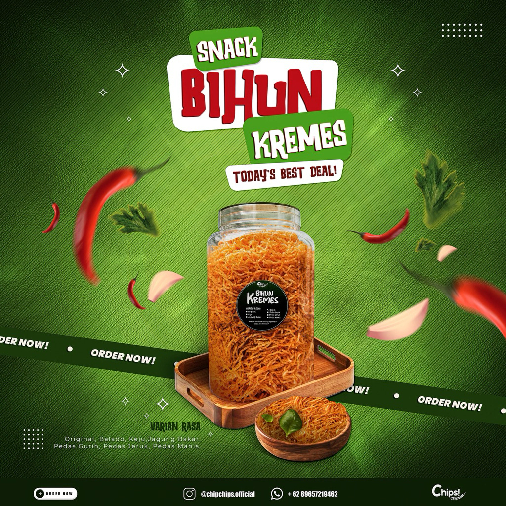 

BIHUN KREMES Pedas Gurih / Pedas Daun Jeruk / Balado / Asin 250gr