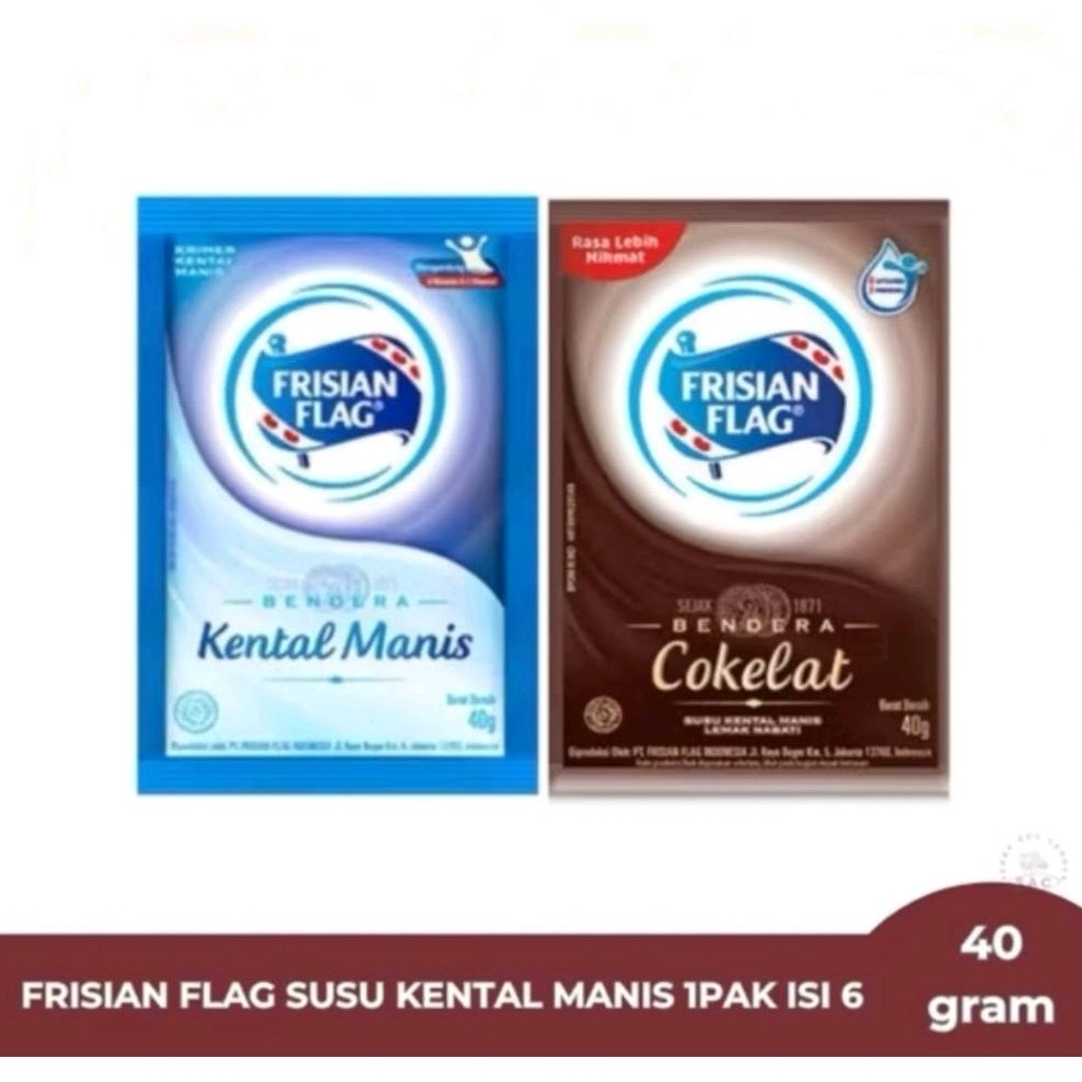 

Frisian Flag Susu Kental Manis 1 renteng isi 6 Sachet Coklat/Putih