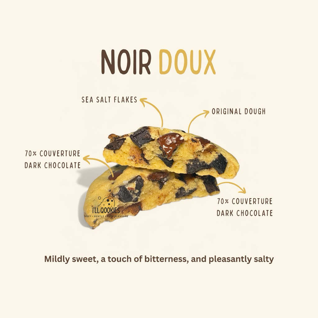 

Pure Soft Butter Cookies - Noir Doux (70% Chocolate Couverture)