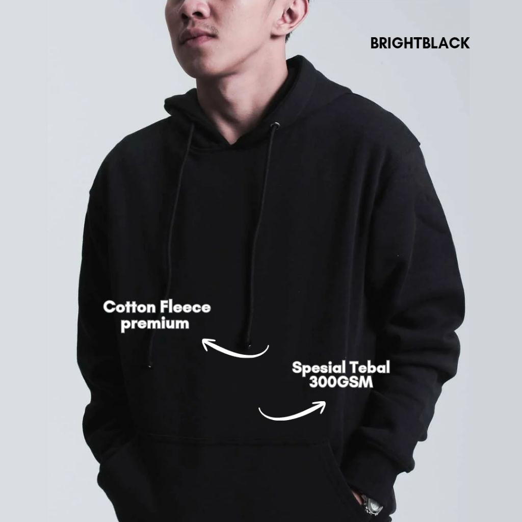 brightblack Hoodie sweater Cotton basic 300gsm