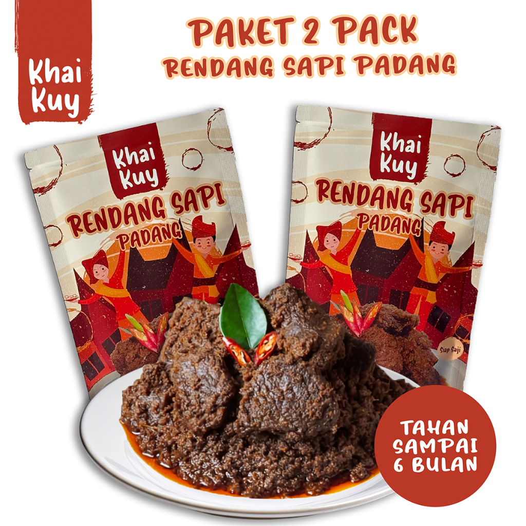 

Paket Hemat 2 Pack 150gr Rendang Daging Sapi Asli Padang Khaikuy Kemasan Siap Saji