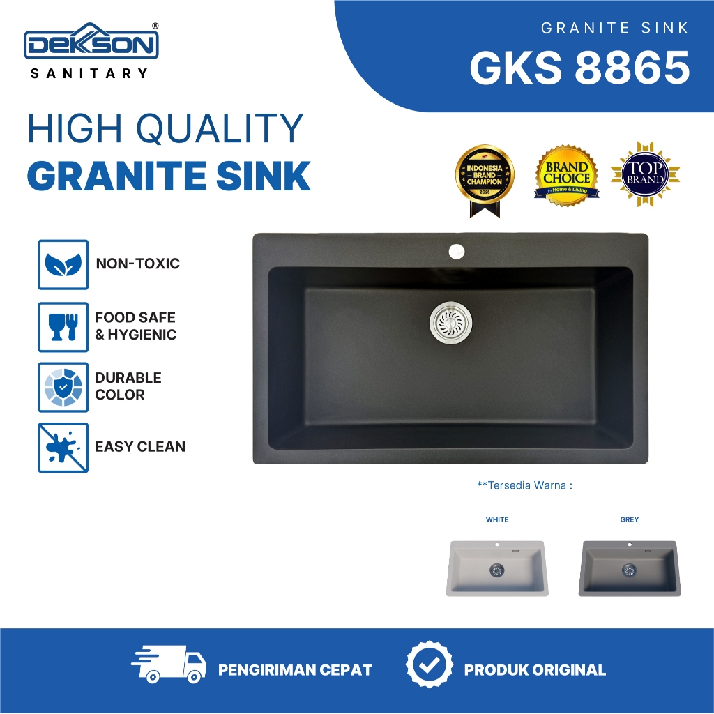 DEKKSON Granite Kitchen Sink Sink Dapur Anti Gores & Tahan Panas GKS 8865 Granite