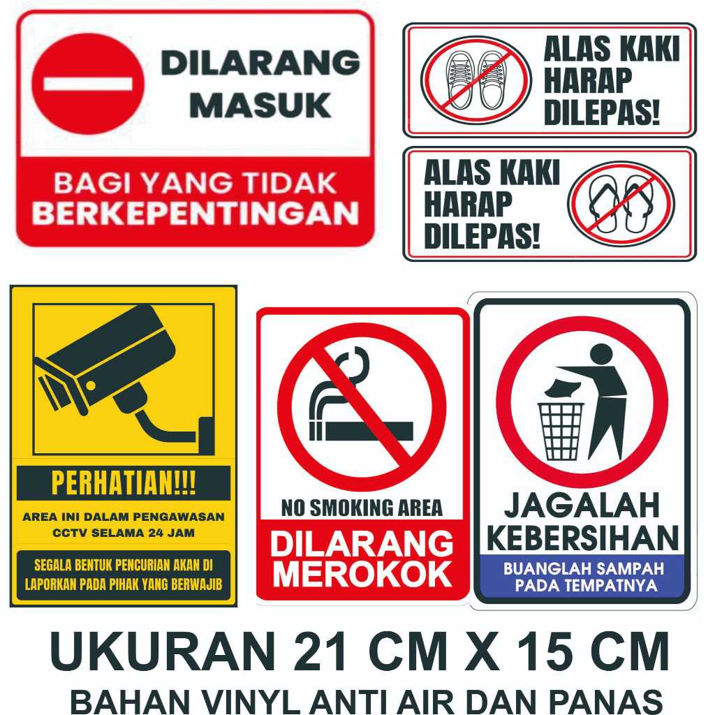 

Stiker Dilarang merokok dilarang masuk stiker cctv dan sandal harap dilepas stiker vynil