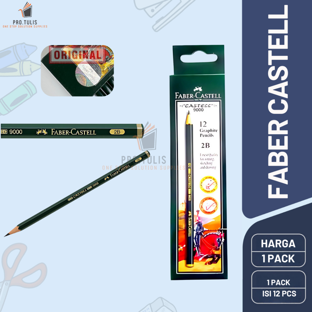 

(12 PCS)Pensil Faber-Castell 2B – Pensil Gambar & Tulis, Lembut dan Tajam, Kualitas Premium