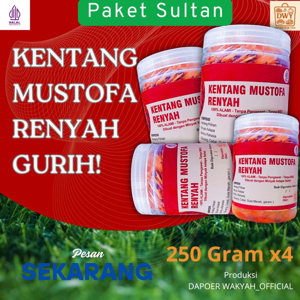 

[PAKET SULTAN] 1KG Kentang Mustofa Premium - Combo 4 Toples, Renyahnya Bikin Nagih