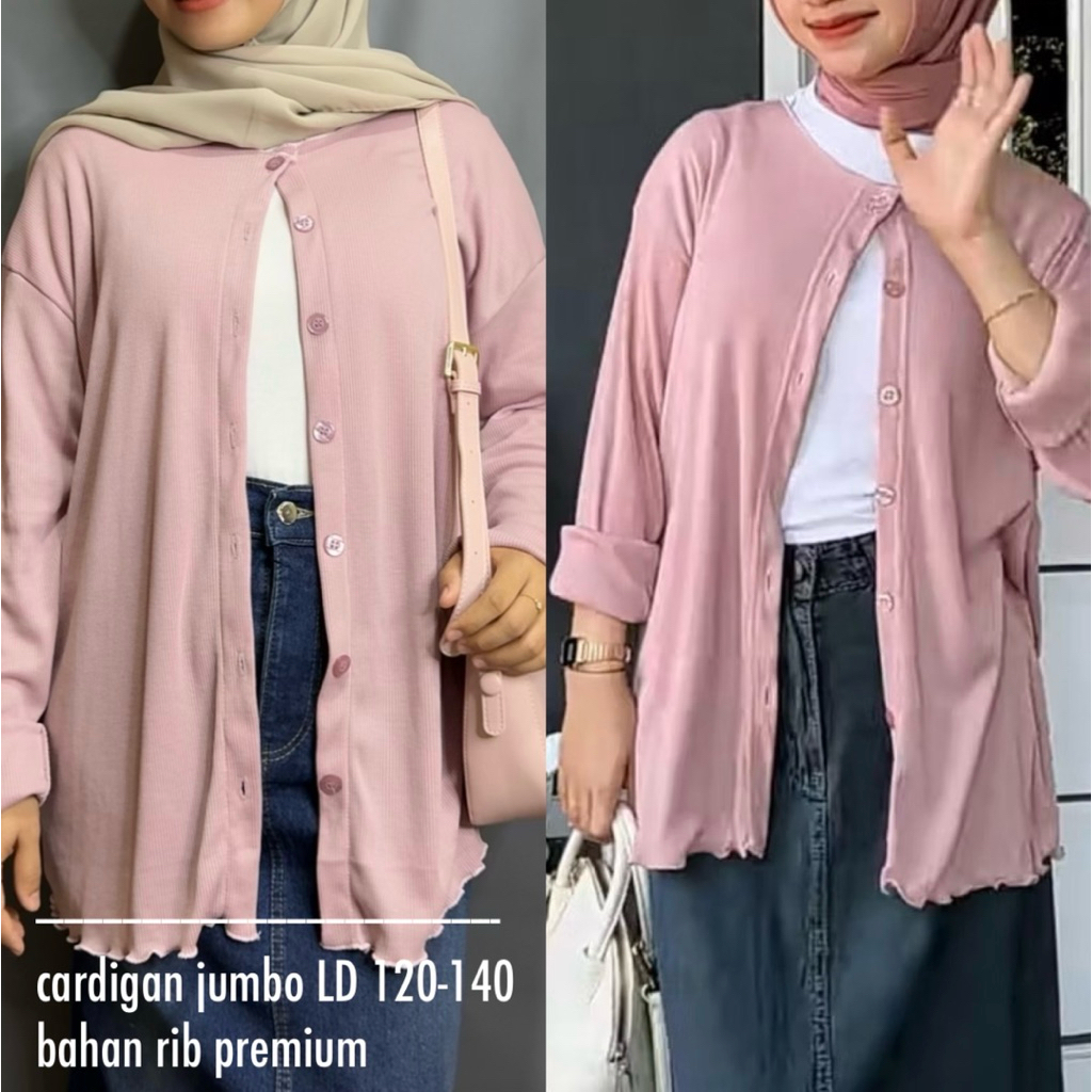 Cardigan Oversize wanita Bahan Rib Premium LD 120-140