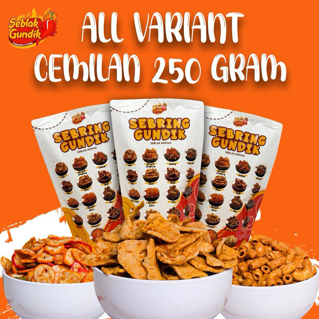

[KEMASAN 1/4KG] CEMILAN ALL VARIANT GUNDIK BASRENG RENDANG PEDAS DAUN JERUK BALADO KECOMBRANG ANEKA RASA