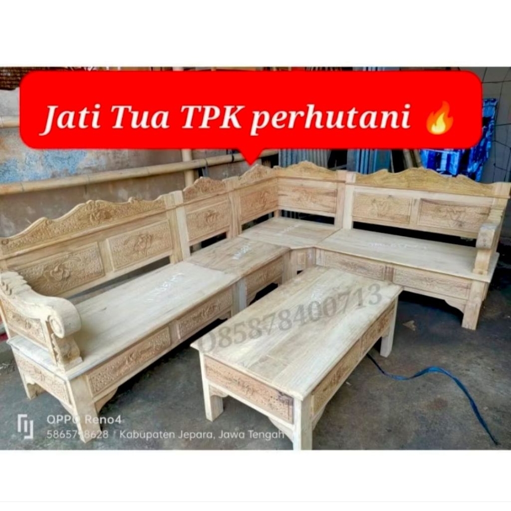 Ready Stok  Kursi Tamu Minimalis Full Kayu Jati TPK Perhutani Kursi Tamu Sudut Bagong Kursi Ruang Ta