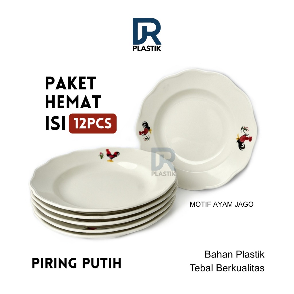 DR PLASTIK – Piring Ayam Jago / Piring Plastik / Piring Mawar / Piring Makan / Piring Serbaguna