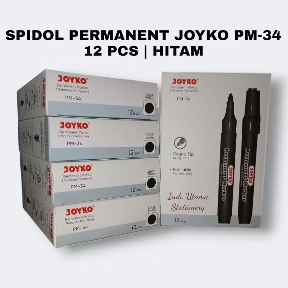 

[12 PCS] SPIDOL PERMANENT JOYKO PM-34 HITAM