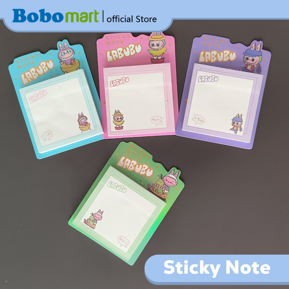 

BOBOMART Sticky Note Karakter 76x76mm 60 Lembar – Labubu, The Bunny Party – Post It Lucu