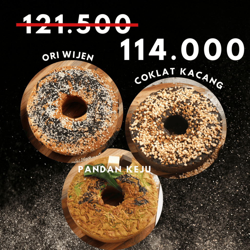 

Paket Hemat 3 Box Kue Bolu Coklat Kacang Pandan Keju Original Wijen / Marmer Cake / Bolu Panggang
