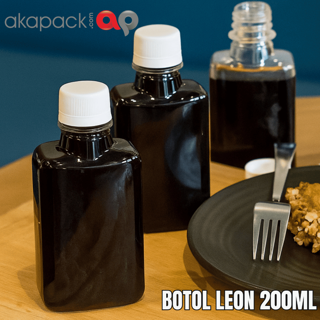 (60pc) Botol LEON 200 ml botol plastik 14 gram 200 ml botol gepeng unik 200 ml / Botol Saku 200ml
