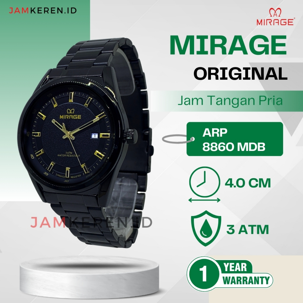 Mirage - Jam Tangan Pria - Jam Tangan Mirage Pria - ARP 8860 M Anti Air Original 100% Garansi Resmi