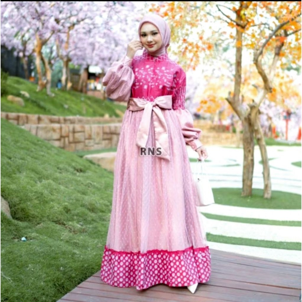 Gamis Pesta // Gamis Aura // Aura Dress Maxy // Gamis Tile Batik // Gamis Pesta Kekinian