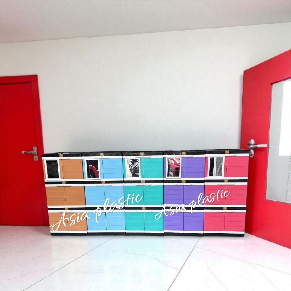 lemari plastik platinum susun 3 kaca