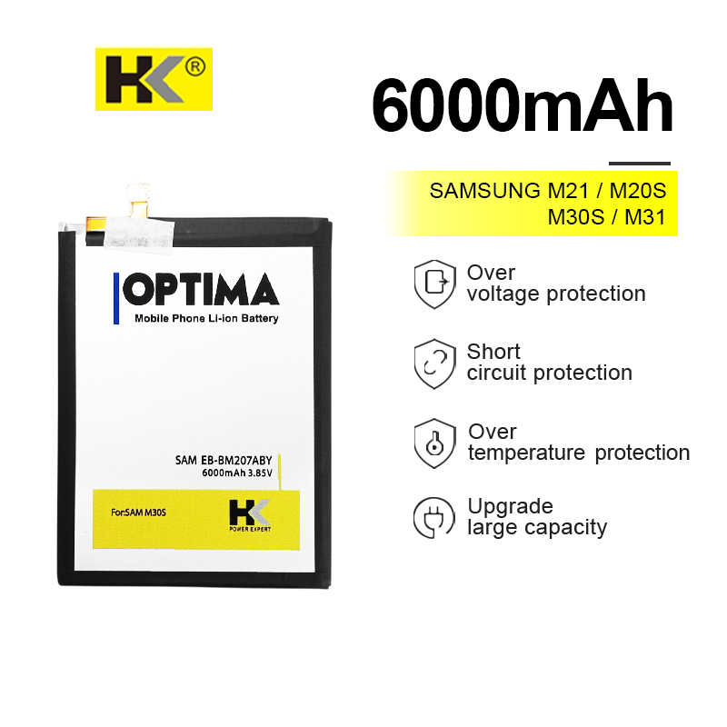 HK Optima Baterai Samsung M21 / M20S / M30S / M31 EB-BM207ABY 6000 mAh 3.85V Double IC