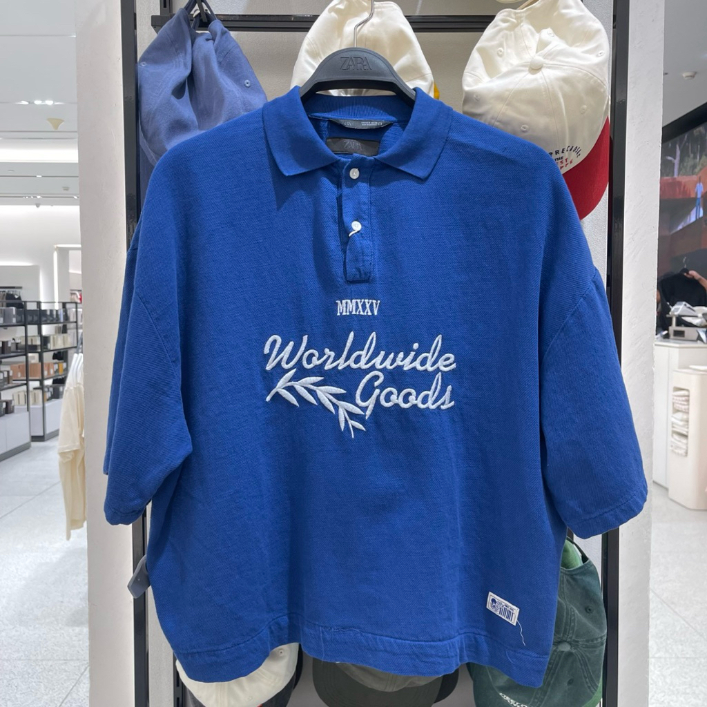 Kemeja Polo Varsity ZARA MEN Jastip (jasa titip)