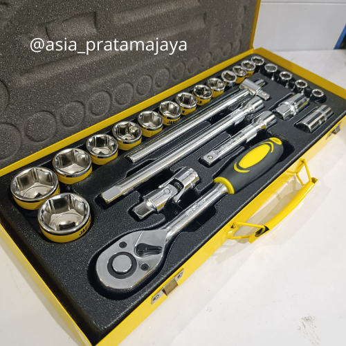 JASON 25PCS 1/2 Kunci Sok Set Socket Full Lengkap Socket Tool Kit Pas Ring Motor Kunci Socket Wrench