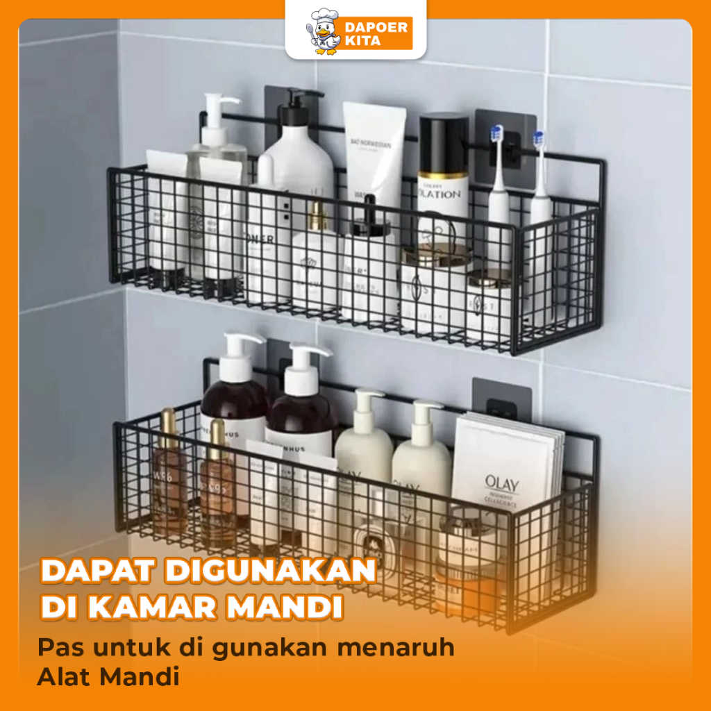 Rak Kamar Mandi Tempel Rak Gantung Rak Keranjang Kamar Mandi Rak Kamar Mandi Aesthetic Anti Karat