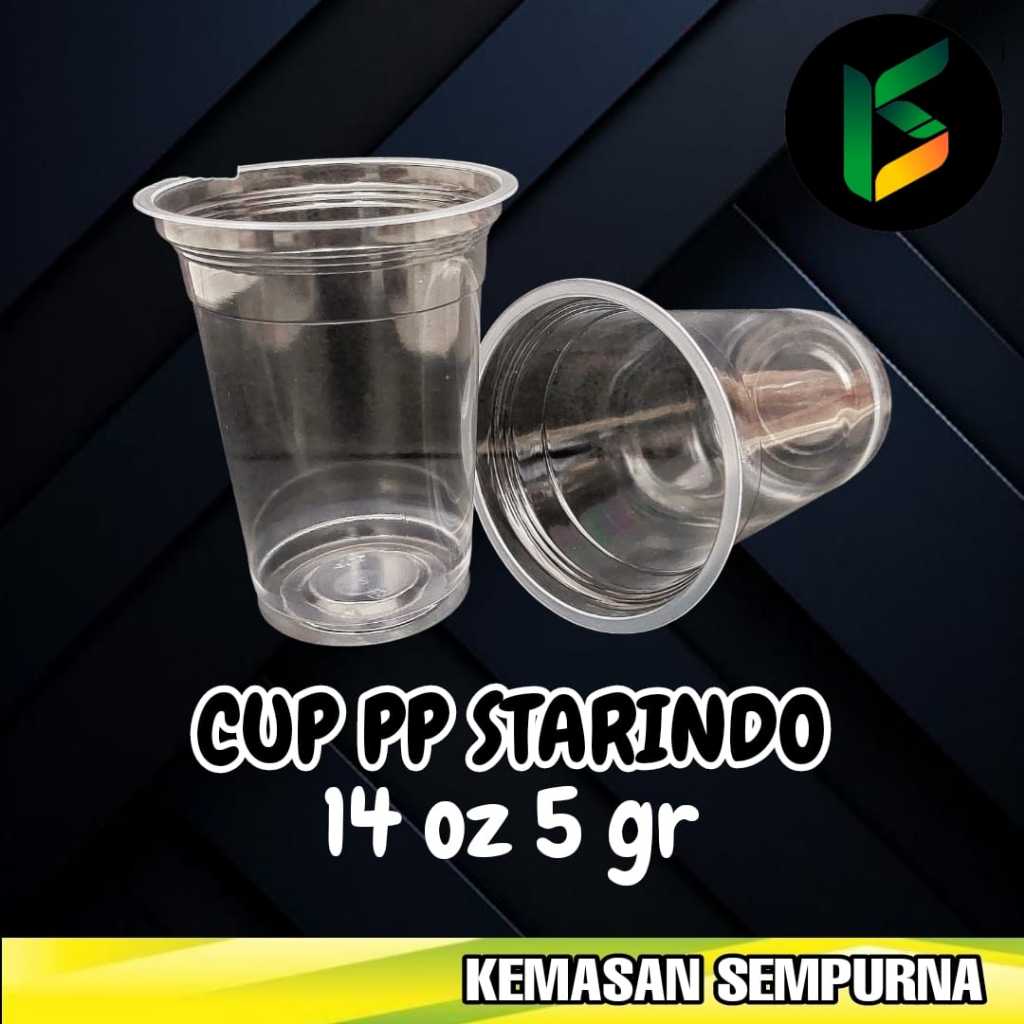 Gelas Plastik Cup datar PP Starindo 14 oz 5 gr