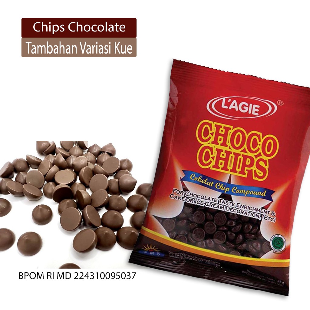 

TERLARIS Toping hiasan Roti Kue Es krim dll Chips chocolate Cokelat Chips Rasa manis bisa buat camilan jajanan dimakan langsung ataupun topping makanan minuman lainnya tidak lembek meski masuk oven tetap utuh ~ Choco chips lagie 45g