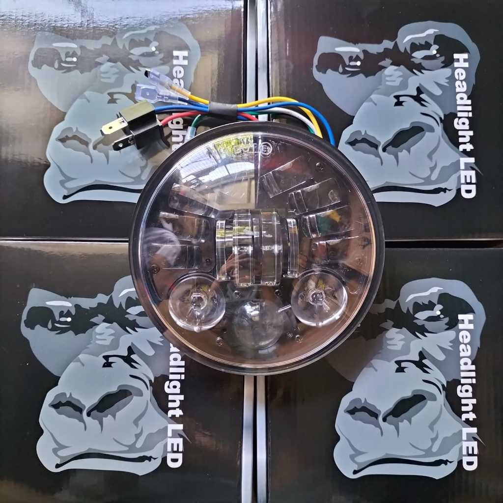 lampu depan 5,75 inch senja biru jauh dekat putih daymaker