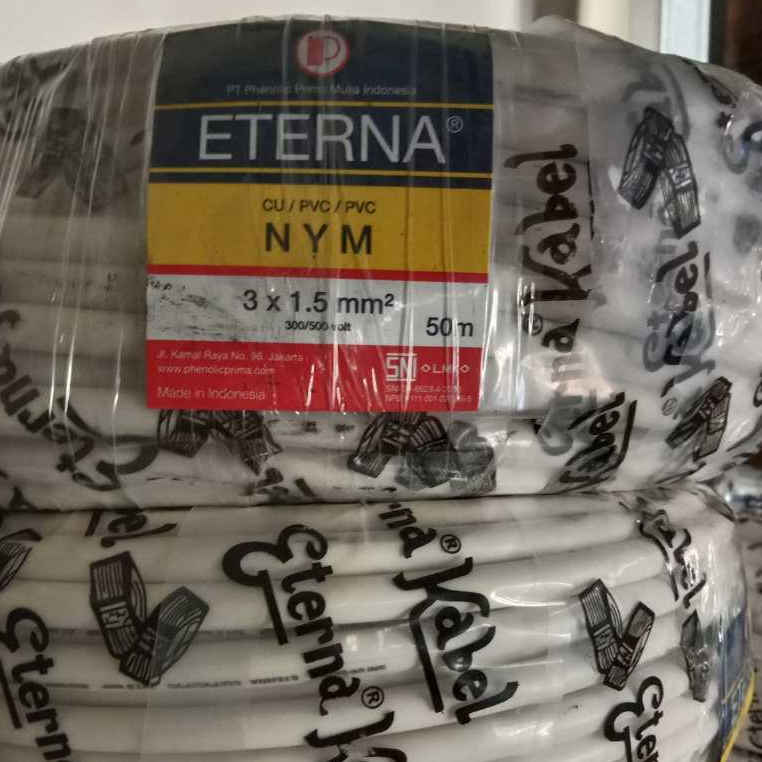 Kabel Eterna NYM 3 X 1,5 Panjang @50 Meter Kawat tembaga 100℅Original Eterna