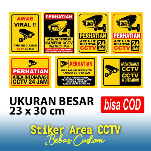 

Stiker Petunjuk Area CCTV, Stiker Anda Dalam Pengawasan CCTV, Stiker Quantac Anti Air Ukuran 23x30cm