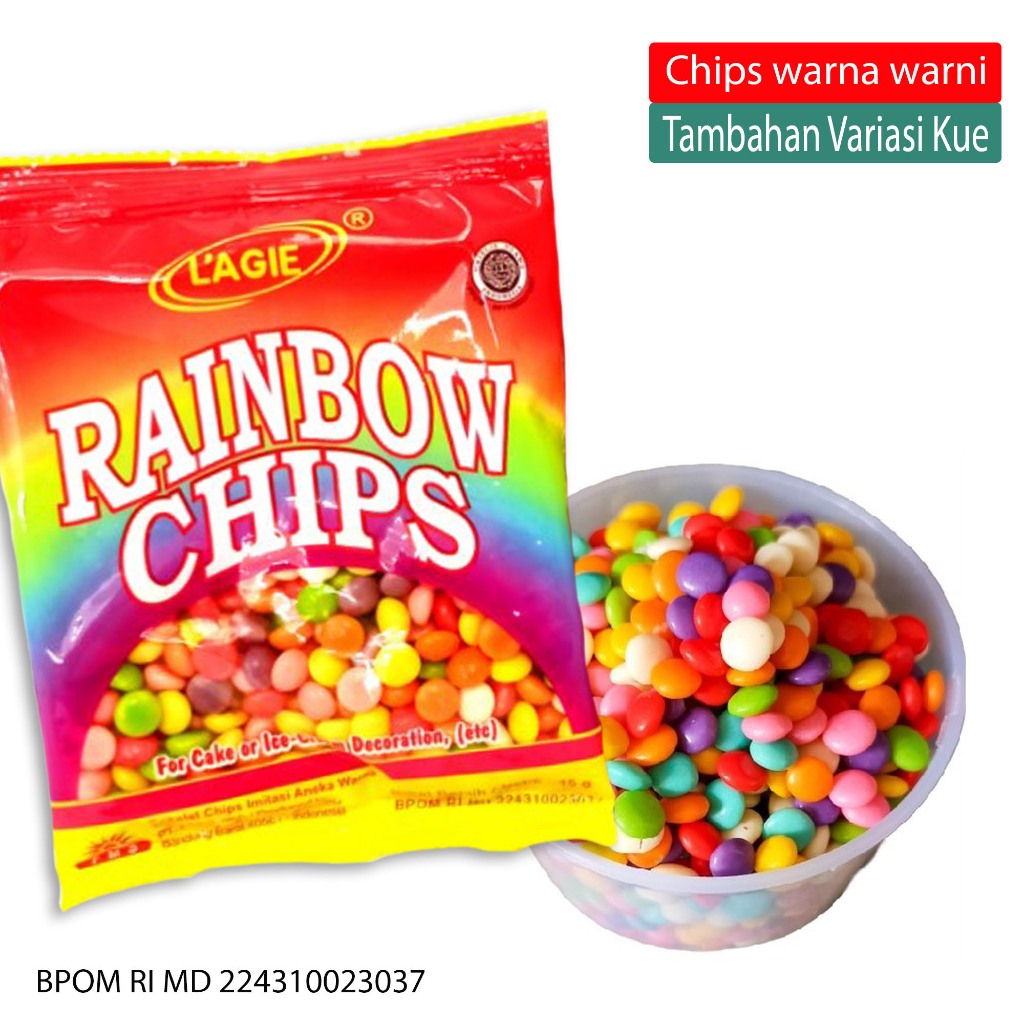 

Toping Hiasan TERLARIS Chips warna warni toping Roti Kue Es krim Minuman lainnya sebagai Tambahan Variasi makanan jajanan agar tampil menarik menggugah Selera ~ Rainbow chips 45gr