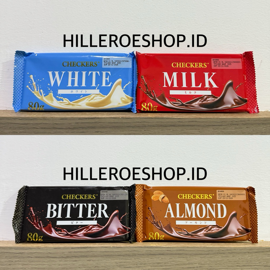 

COKLAT CHECKERS BAR 80GR ALMOND / MILK / WHITE / BITTER CHOCOLATE COKELAT IMPORT 80GRAM