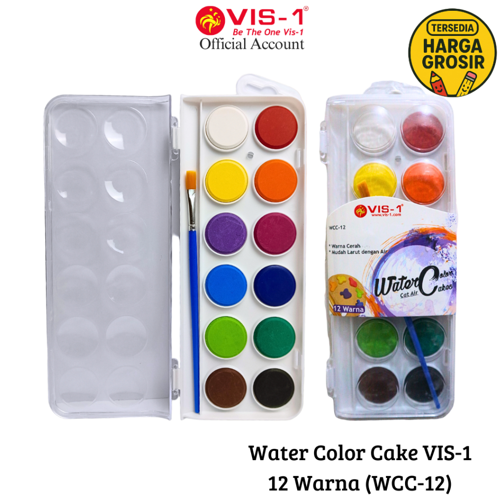 

VIS-1 - Water Color Cakes 12 Warna / Watercolor Paint Cake / Cat Air Cat warna WCC-12
