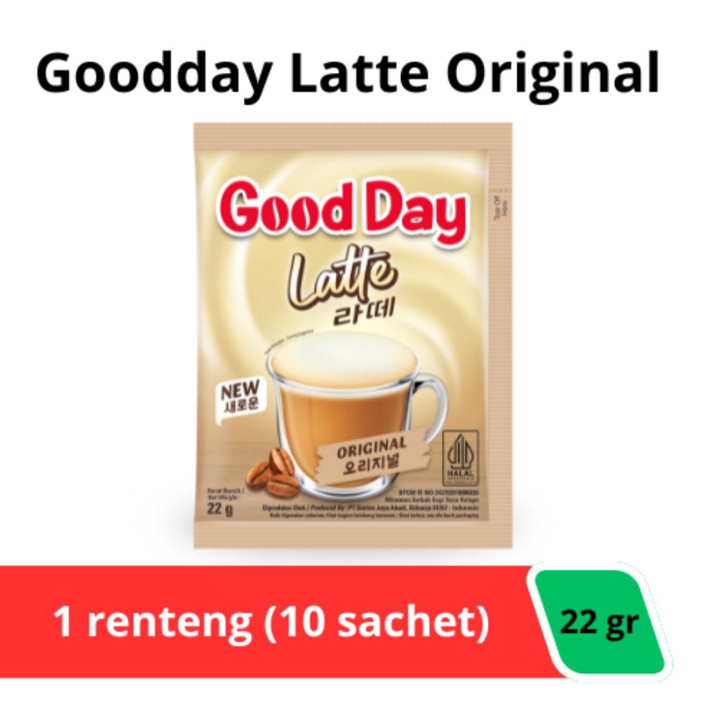 

Promo harga grosir Goodday Latte 1 renteng isi 10pcs 22gr