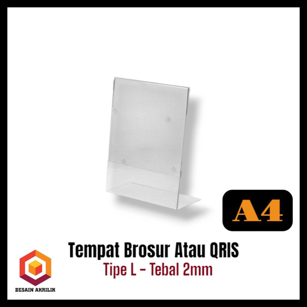 

STANDING TEMPAT BROSUR / QRIS AKRILIK UKURAN A4 2mm