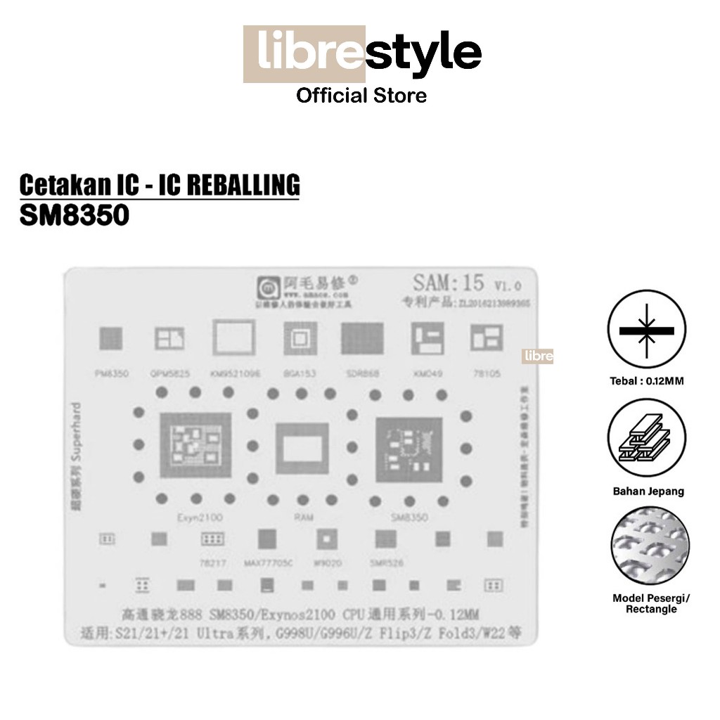 Cetakan IC Amaoe Sam:15 Qualcomm Snapdragon 888 SM8350/Exyn2100 Cpu Universal Series -0.12Mm Ori