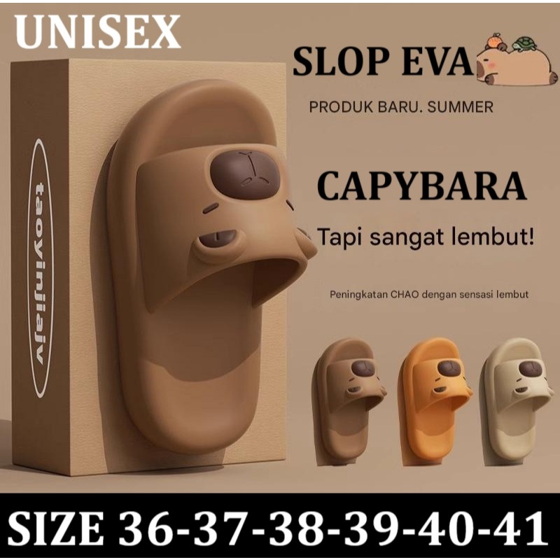 SD28 2025 Sandal Selop slip on Kapibara capybara unisex original import sendal santai kasual EVA nya