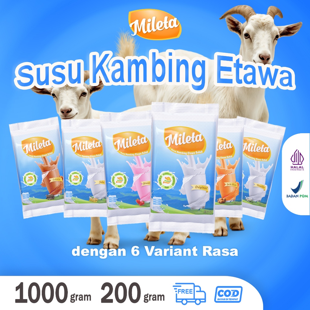 

Susu Kambing Etawa Bubuk Mileta All Varian 200gr & 1000gr | Kaya Manfaat Buat Kesehatan